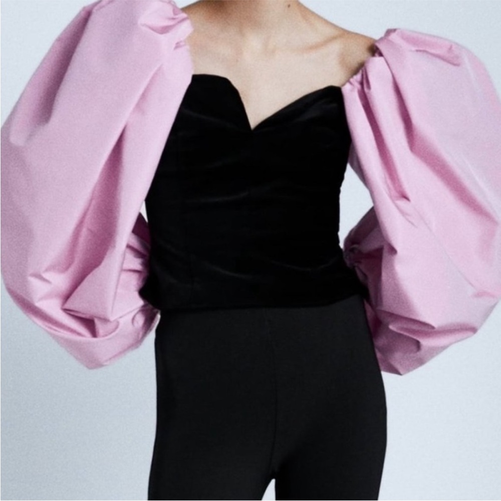 ZARA velvet bustier puff sleeved blouse! LIMITED EDITION!